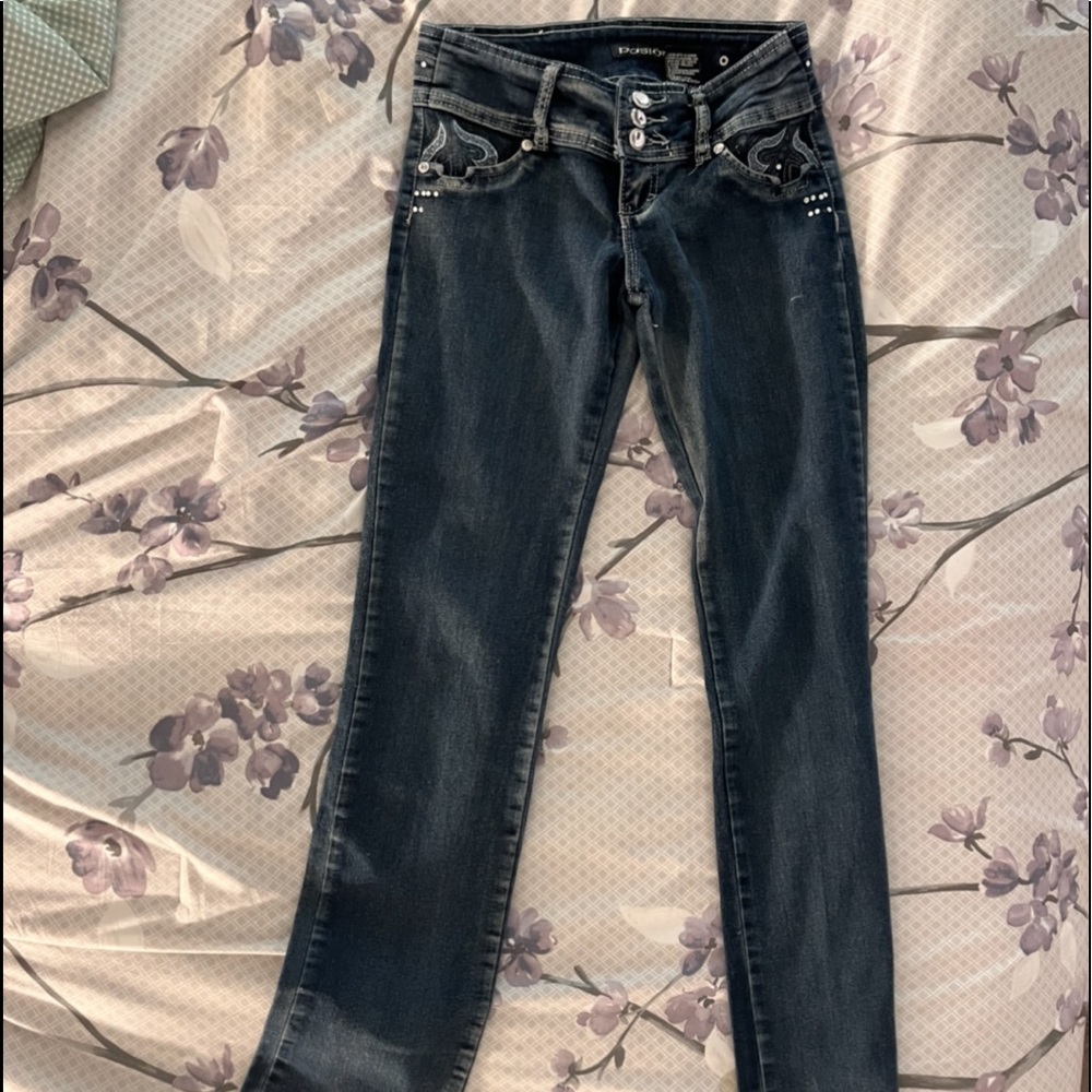 Vintage Rhinestone Low Rise Denim Jeans